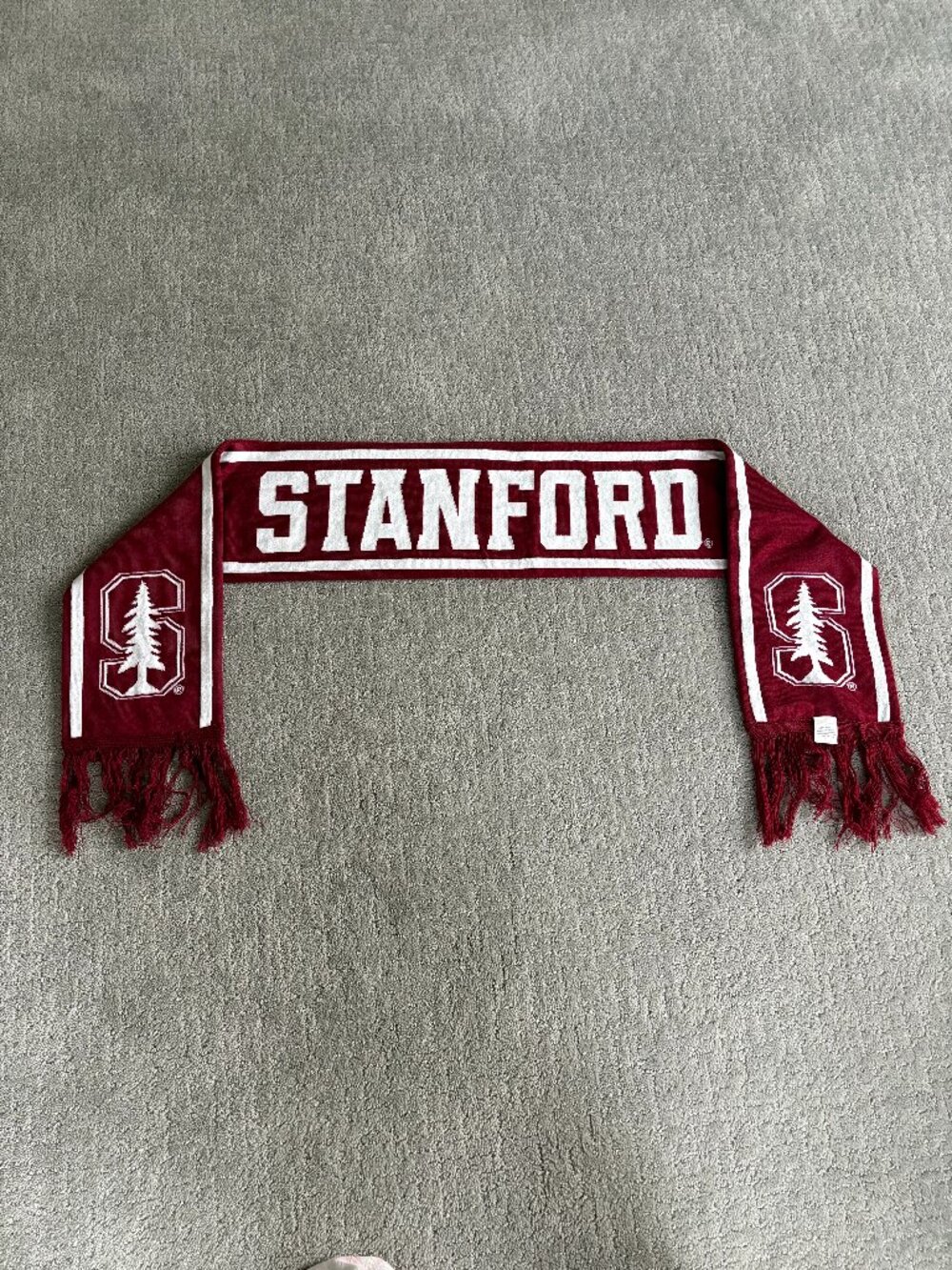NEW Stanford University Official Logo Tree Red Scarf Reversible Red & White